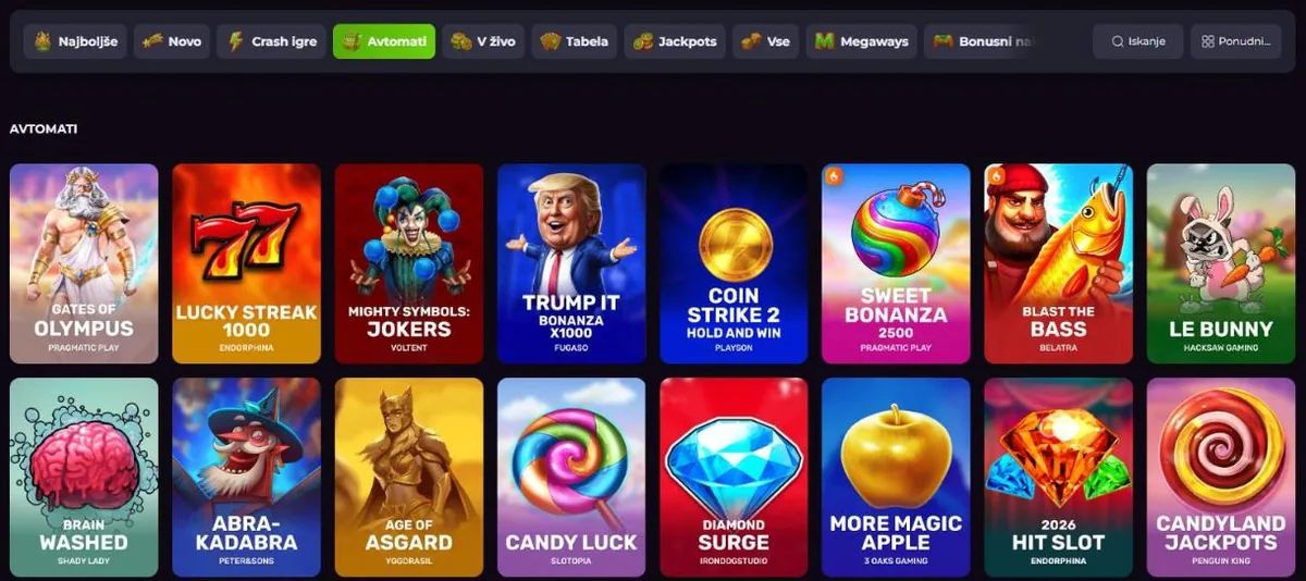 Drakaris casino – zavihek Avtomati v predverju