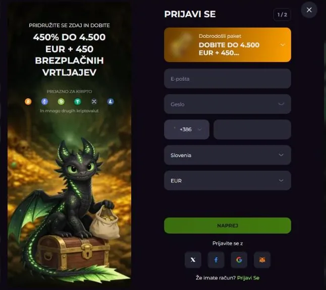 Drakaris registracija – prvi korak obrazca